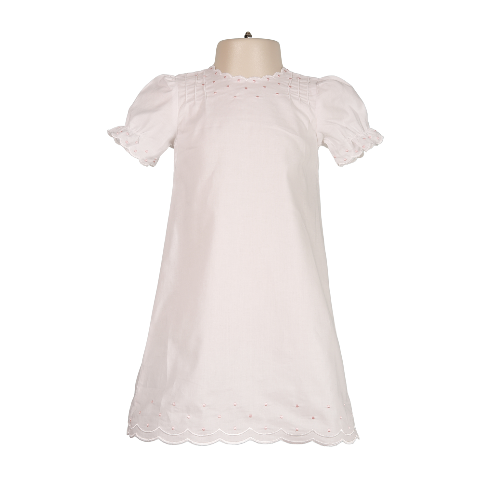 White Scalloped Collar and Hem Dress