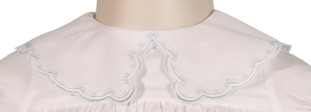 White Embroidered Peter Pan Collar Bubble