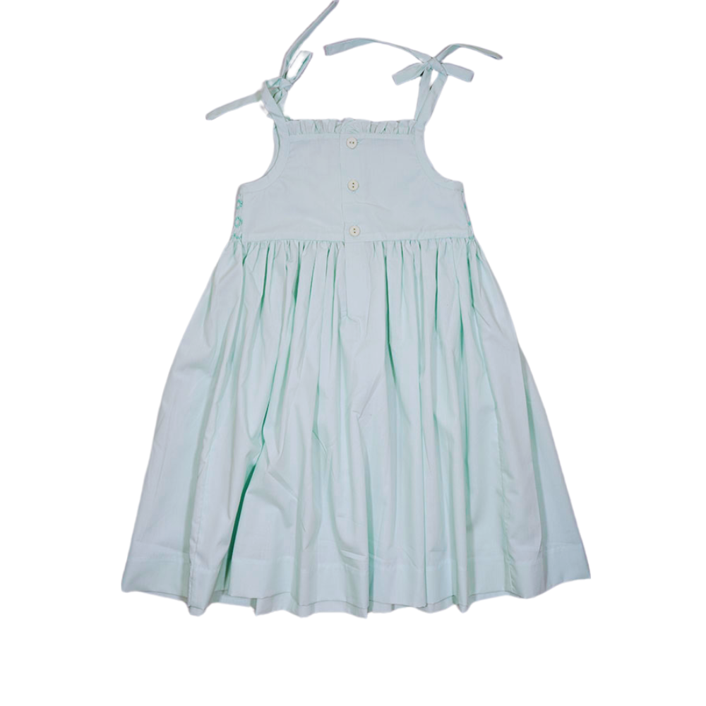 Mint Geometric Smocked with Two Strings Sleeveless Dress