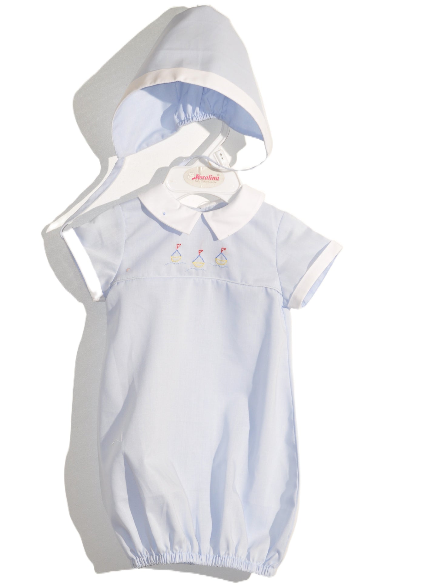 Blue Boy Boat Embroidered Day Gown