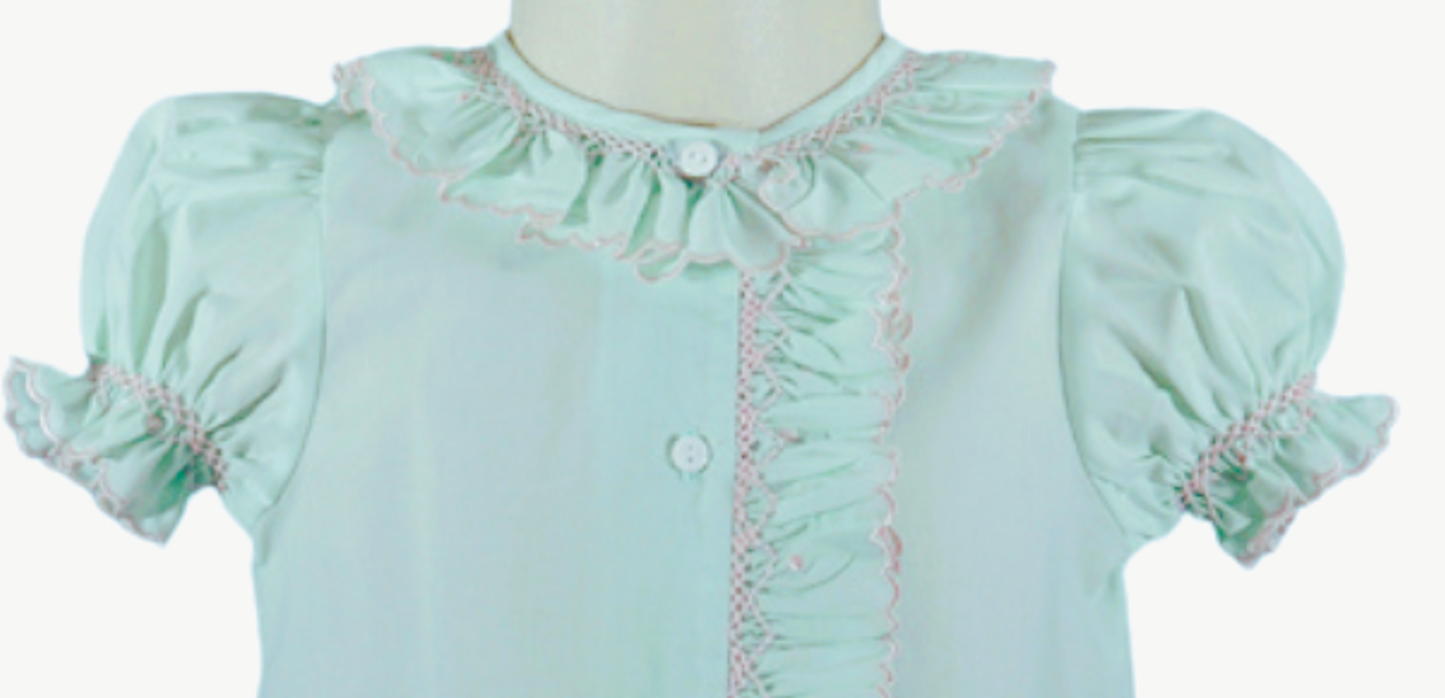 Mint Ruffle Smocked Gown