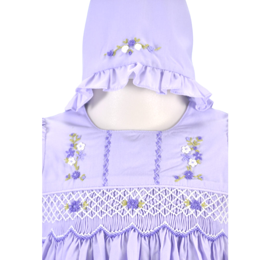 Purple Smocked Short Sleeve Dress