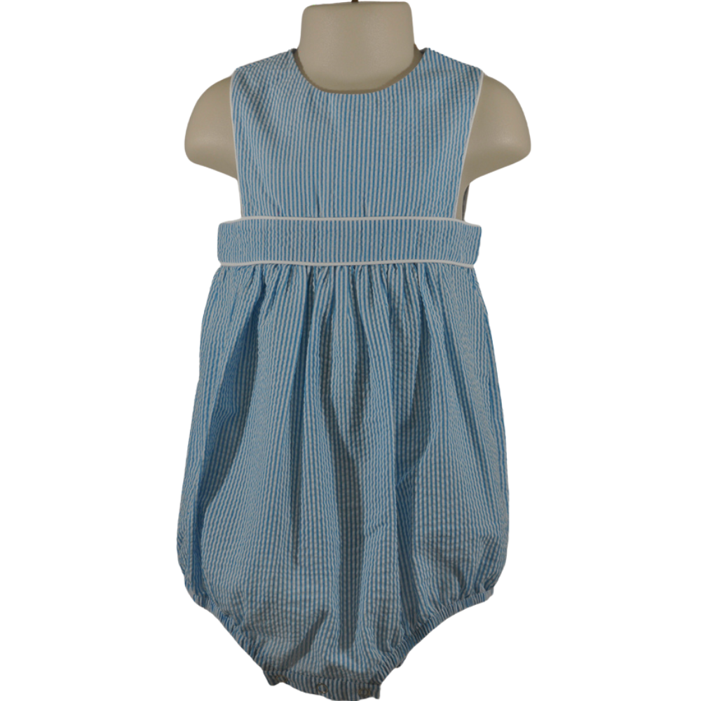 Blue and White Stripe Seersucker Boy Bubble