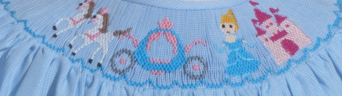 Light Blue Gingham Two-Piece CINDERELLA Smocked Short Sleeve Short Set
