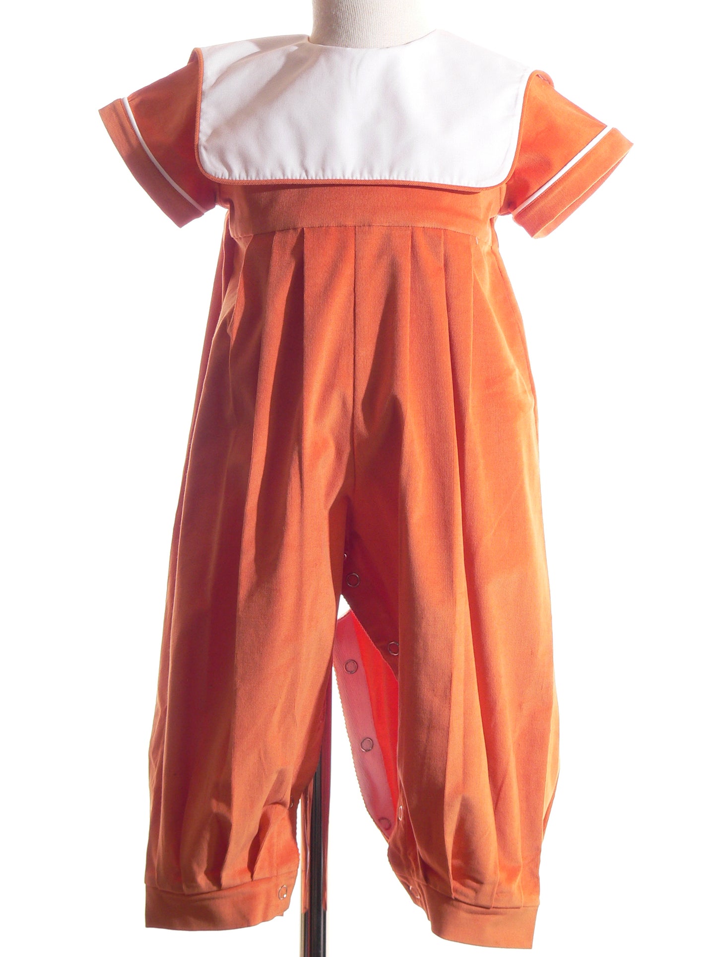 Orange Boy Romper with White Square Collar (monogramable)