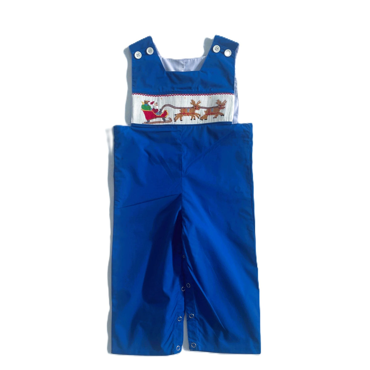 Blue Boy Longall With SANTA & REINDEERS Hand Smocked