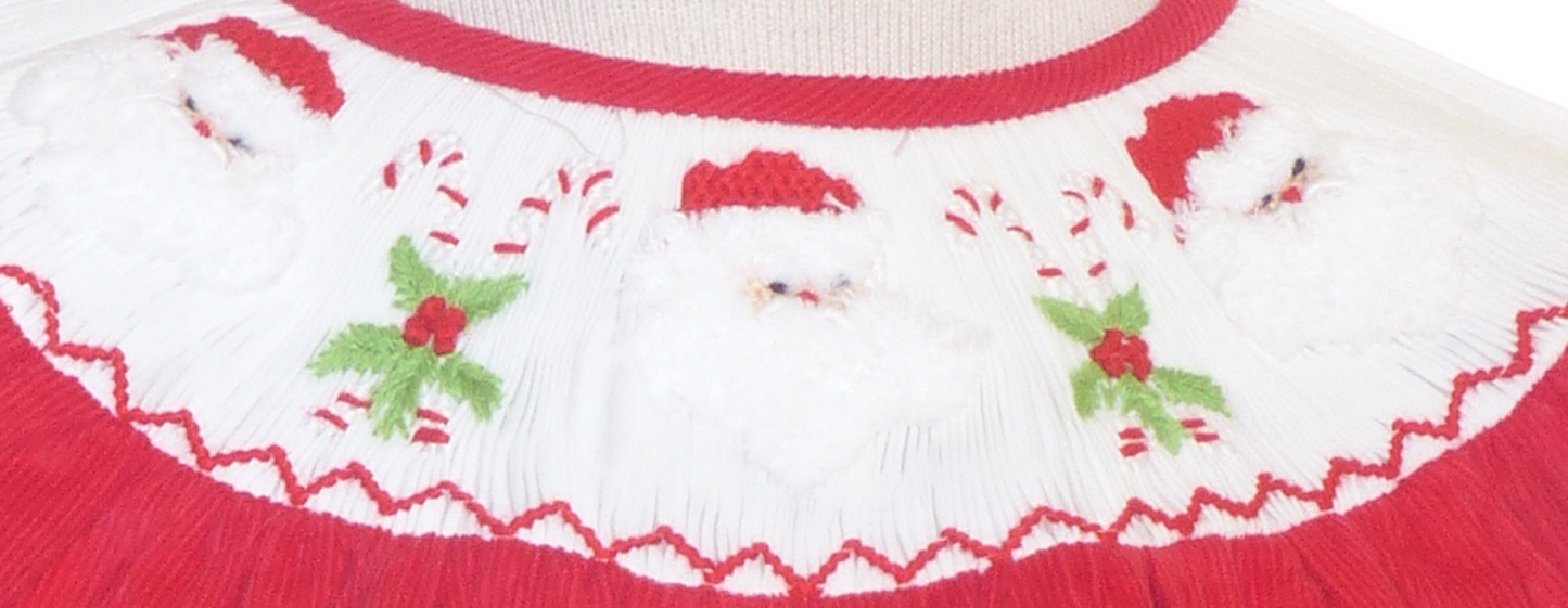Red Corduroy Santa & Candy Cane Smocked Pant Set