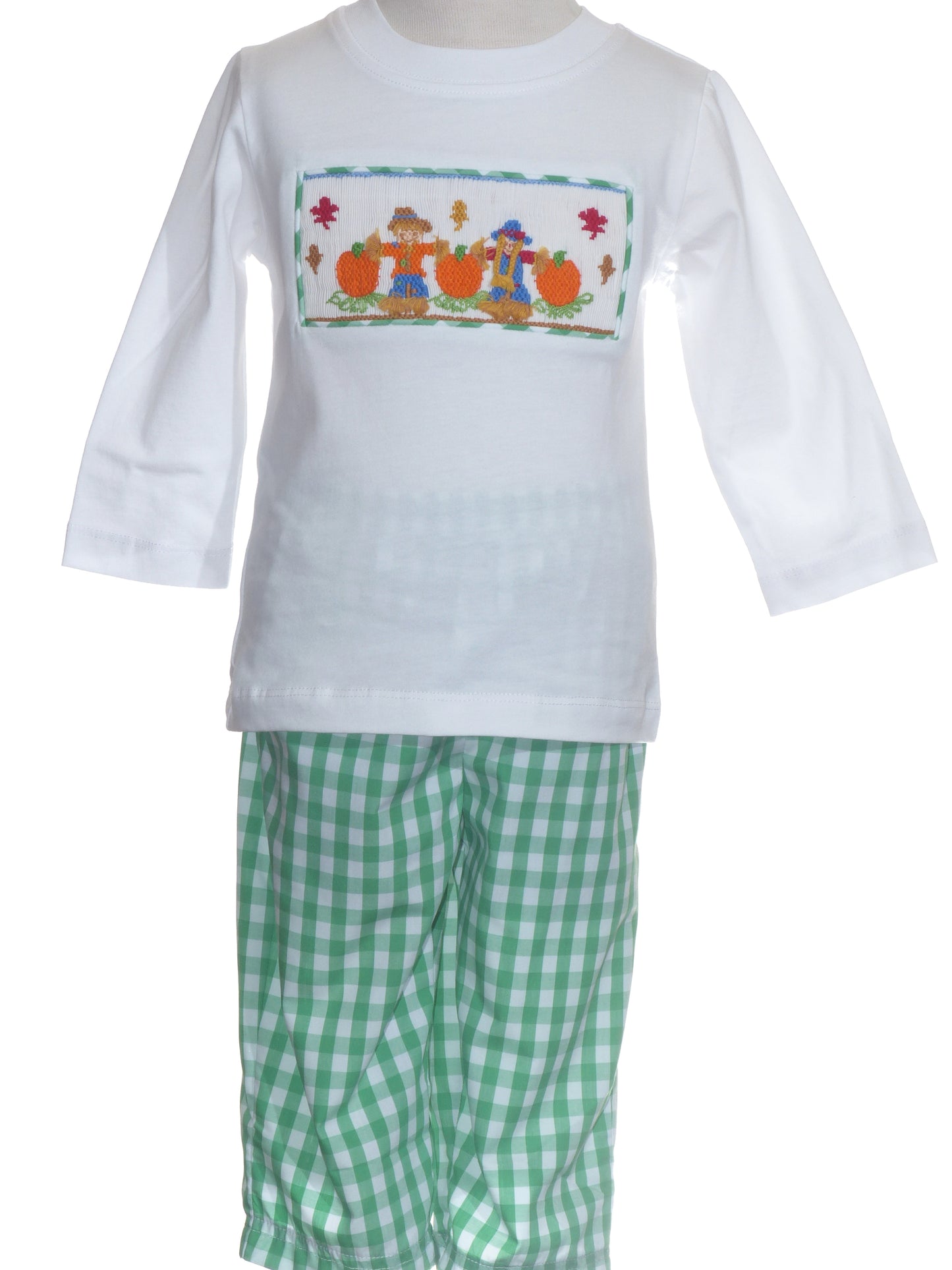 Green Gingham Pant Set featuring SCARECROWS Hand-Smocked