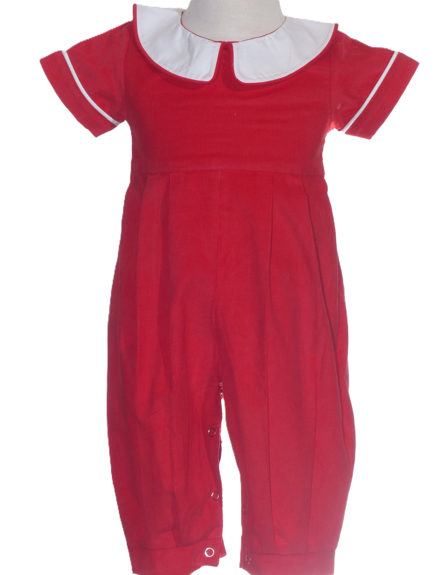 Red Boy Romper with Peter Pan Collar
