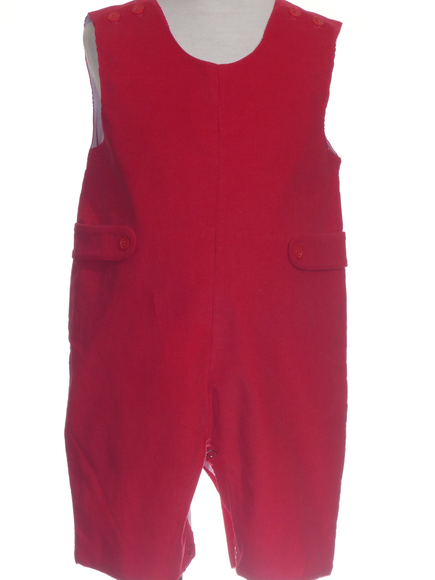 Red Corduroy Santa Smocked Boy Short Overall