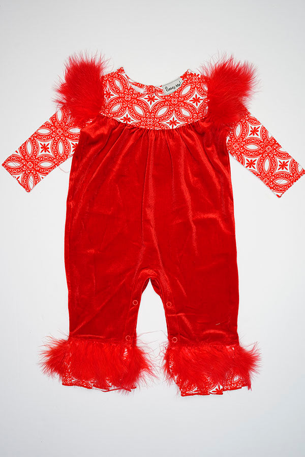 Poinsettia Red Velvet Romper