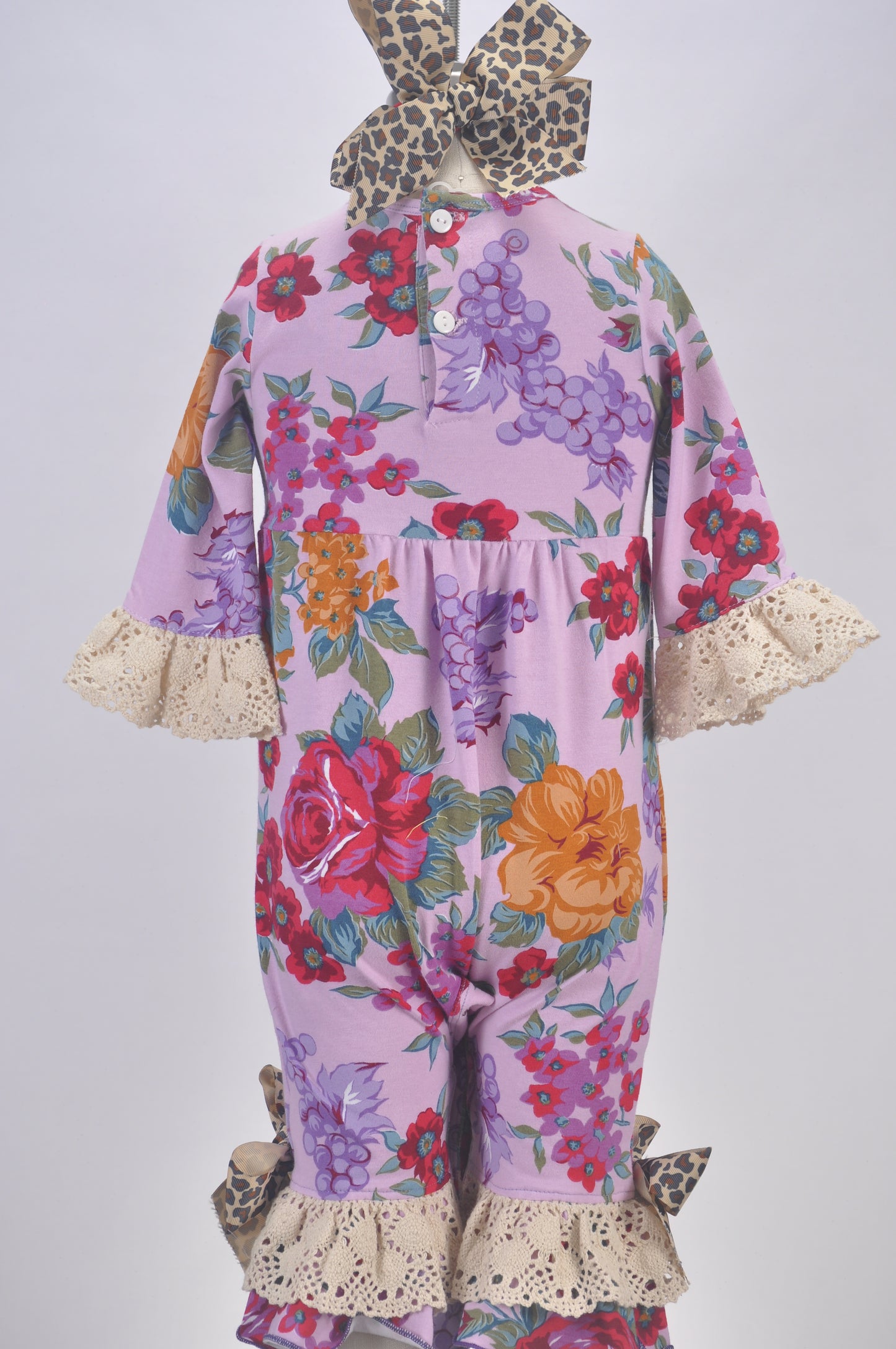 Purple Floral Ruffle Romper