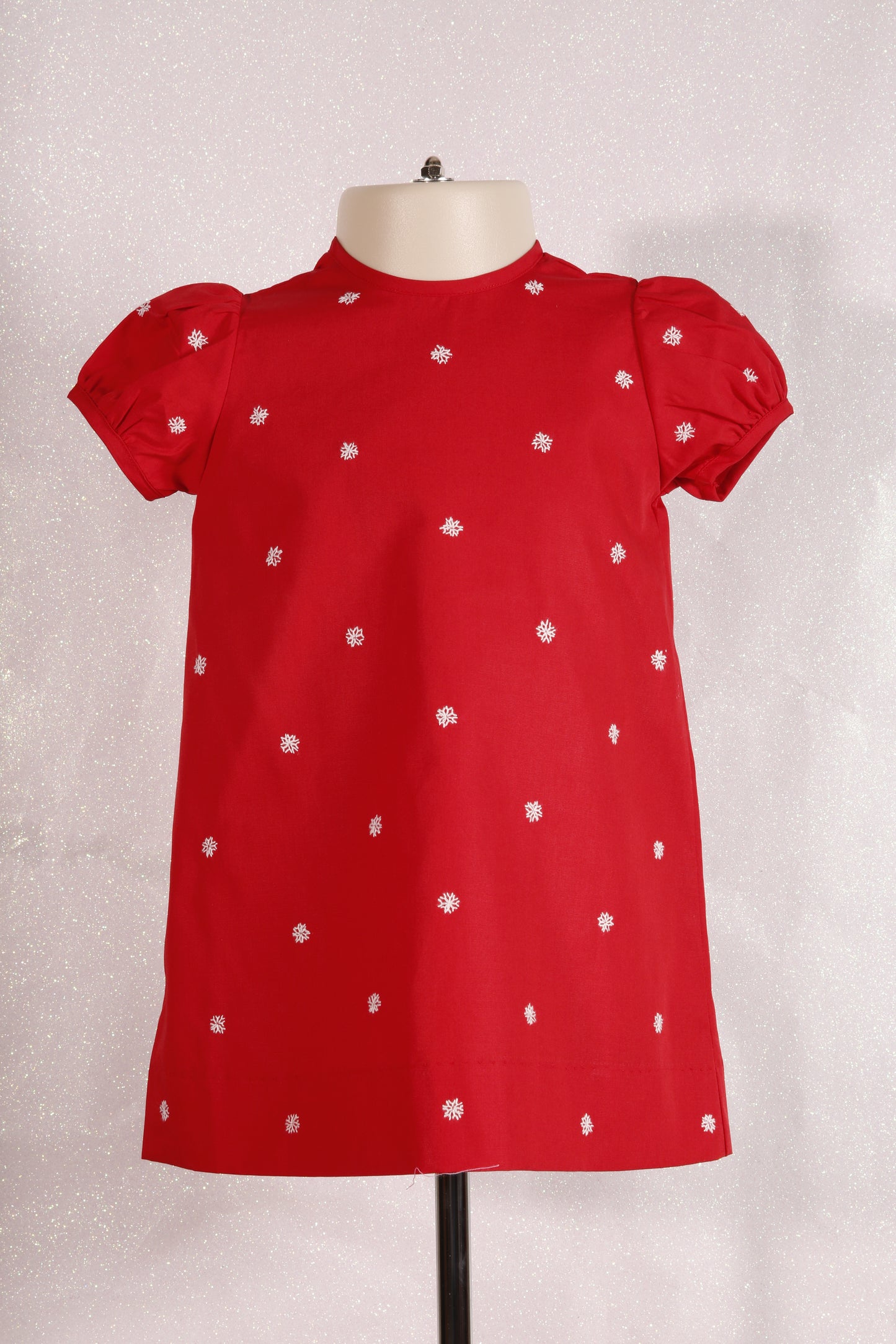 Red Christmas Snowflakes Hand Embroidered Dress