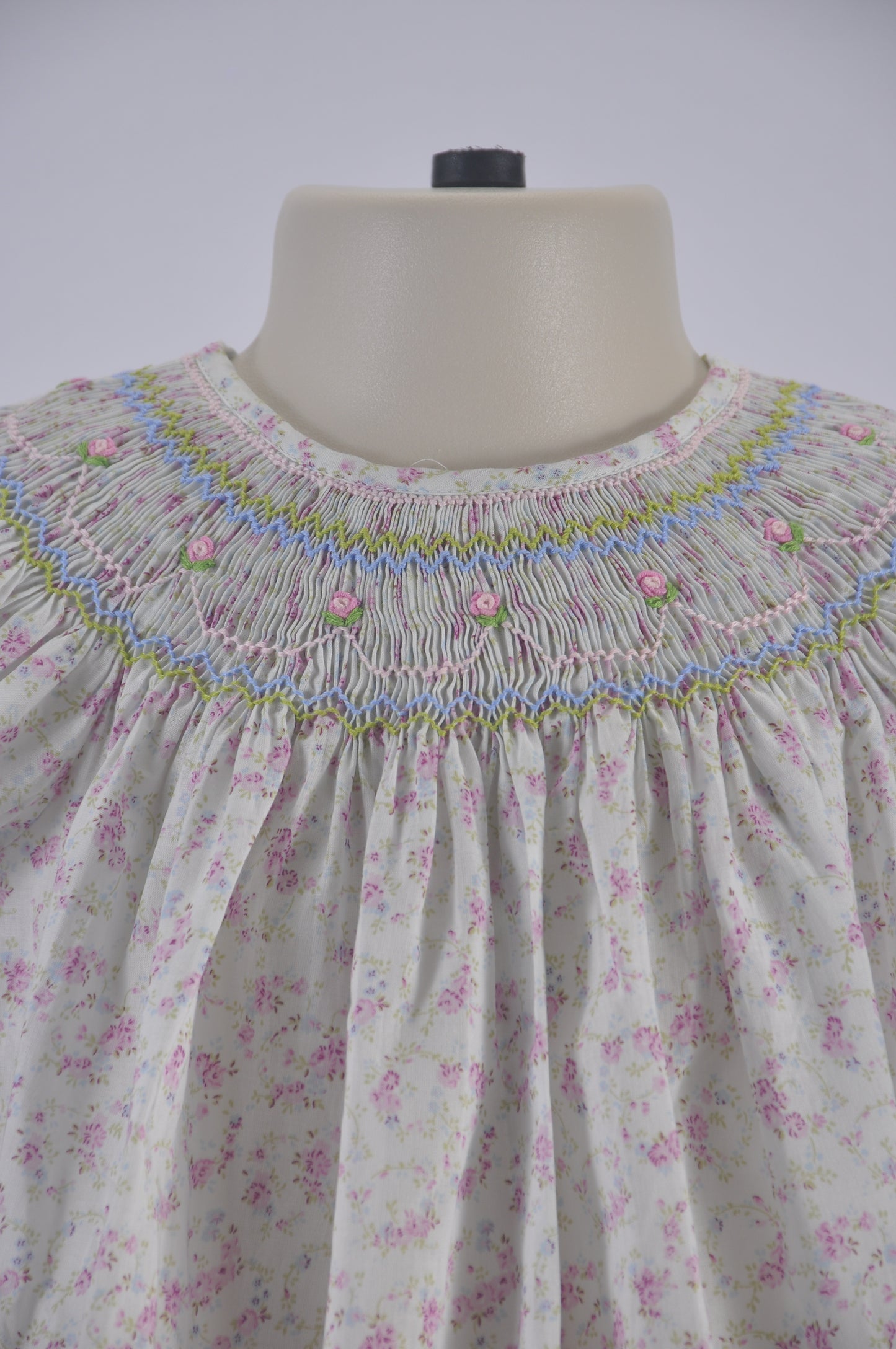 Floral Heirloom Smocked Short Bishop Sleeve Dress