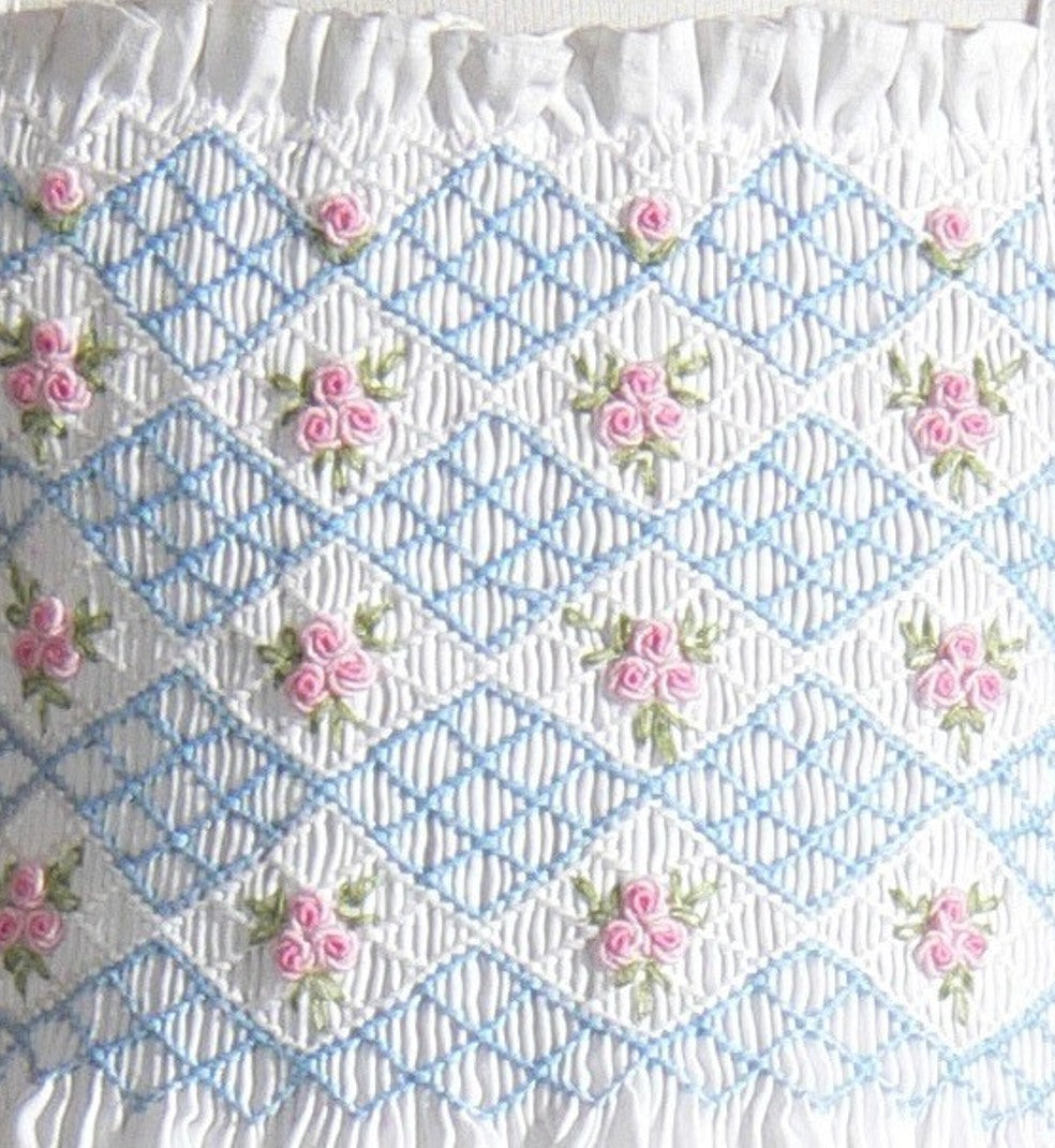 White Geometric Smocked with Two Strings Sleeveless Dress