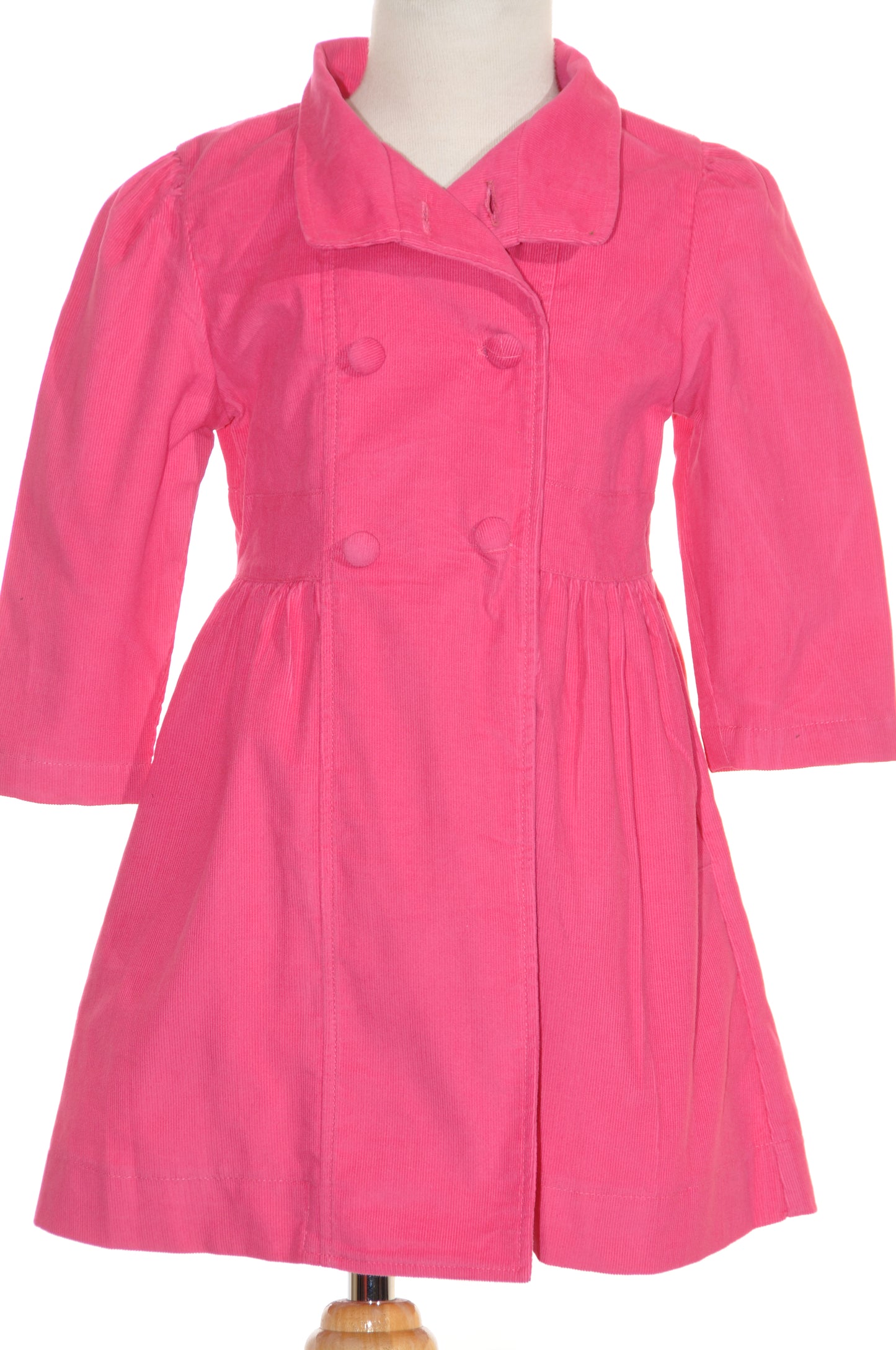 Hot Pink Corduroy Coat with Big Buttons