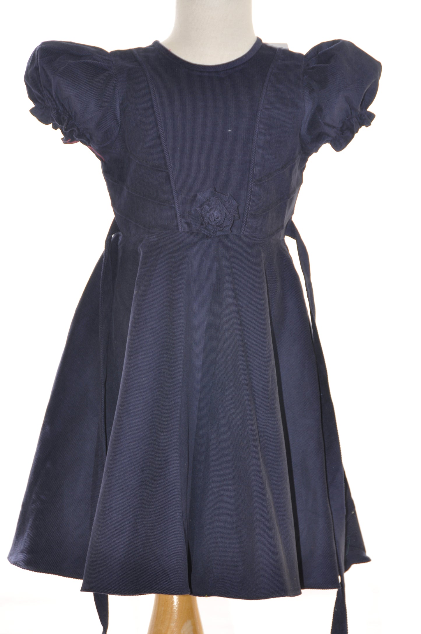 Navy Corduroy Girl Short Sleeve Dress