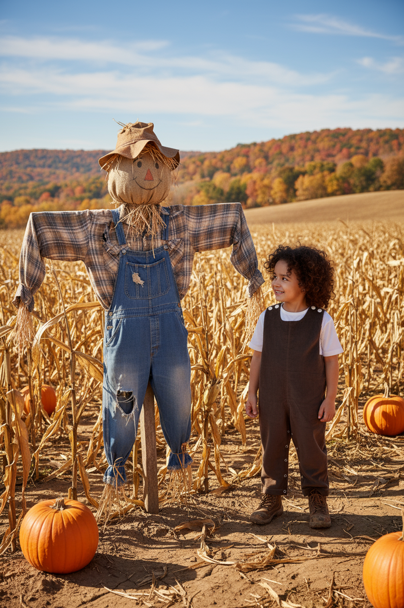Brown Corduroy Boy Long Overall Monogramable