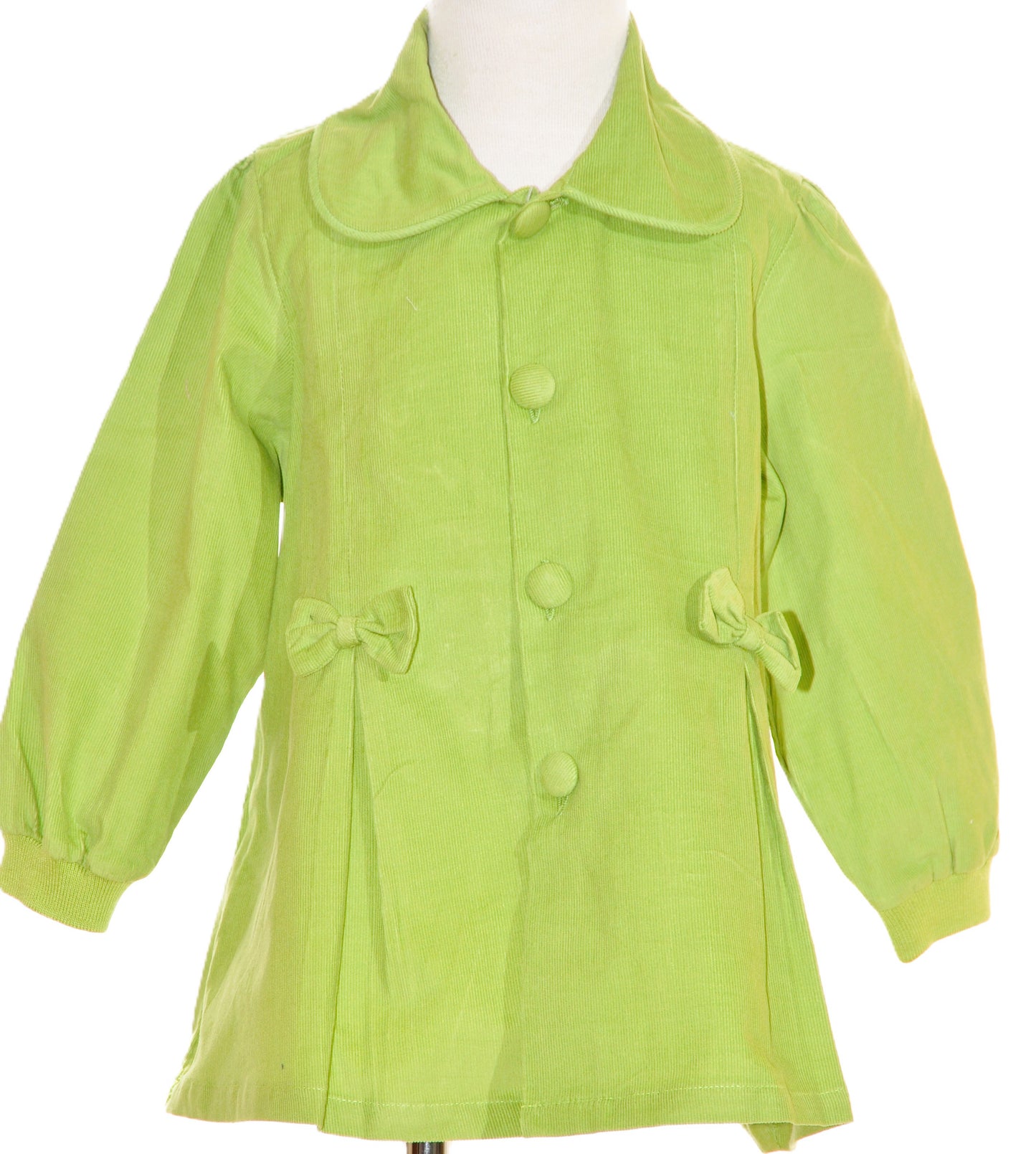 Green Corduroy Single Breasted Jacket with Bows