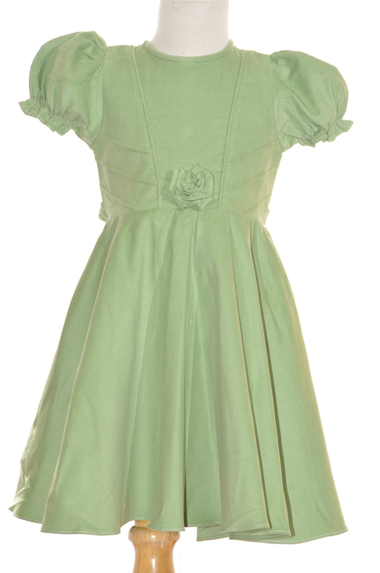 Green Corduroy With Rose Dress