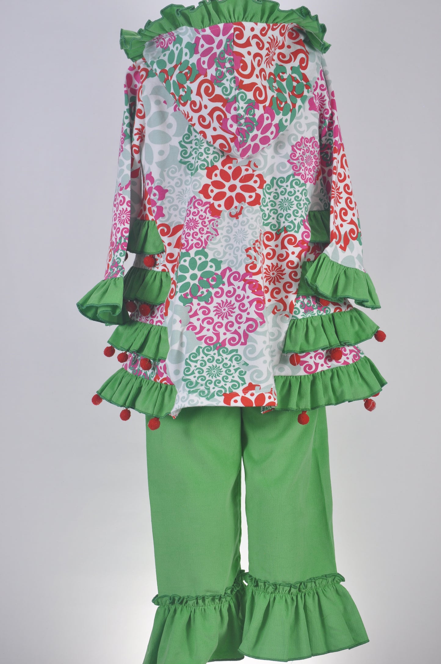 Mistletoe Hoodie Top & Corduroy Ruffle Pant Outfit