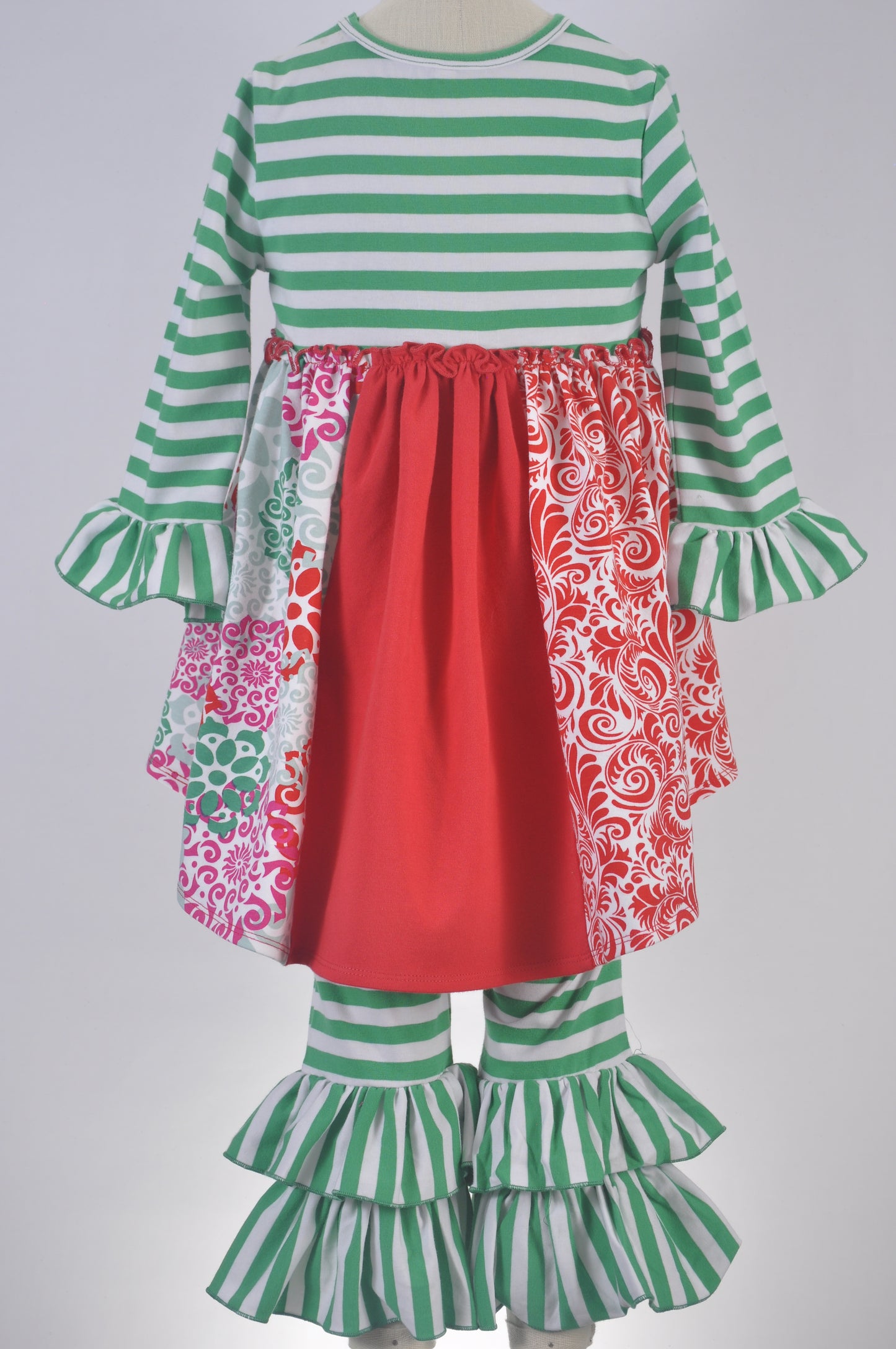 Green Candy Cane Ruffle Outfit