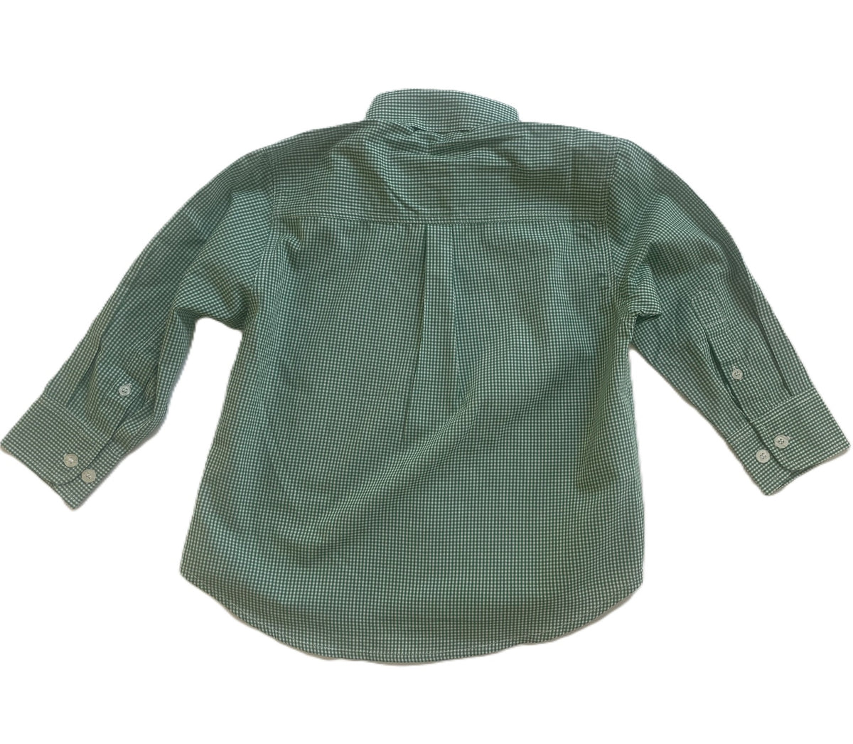Boys' Green Gingham Long Sleeve Button Down Shirt
