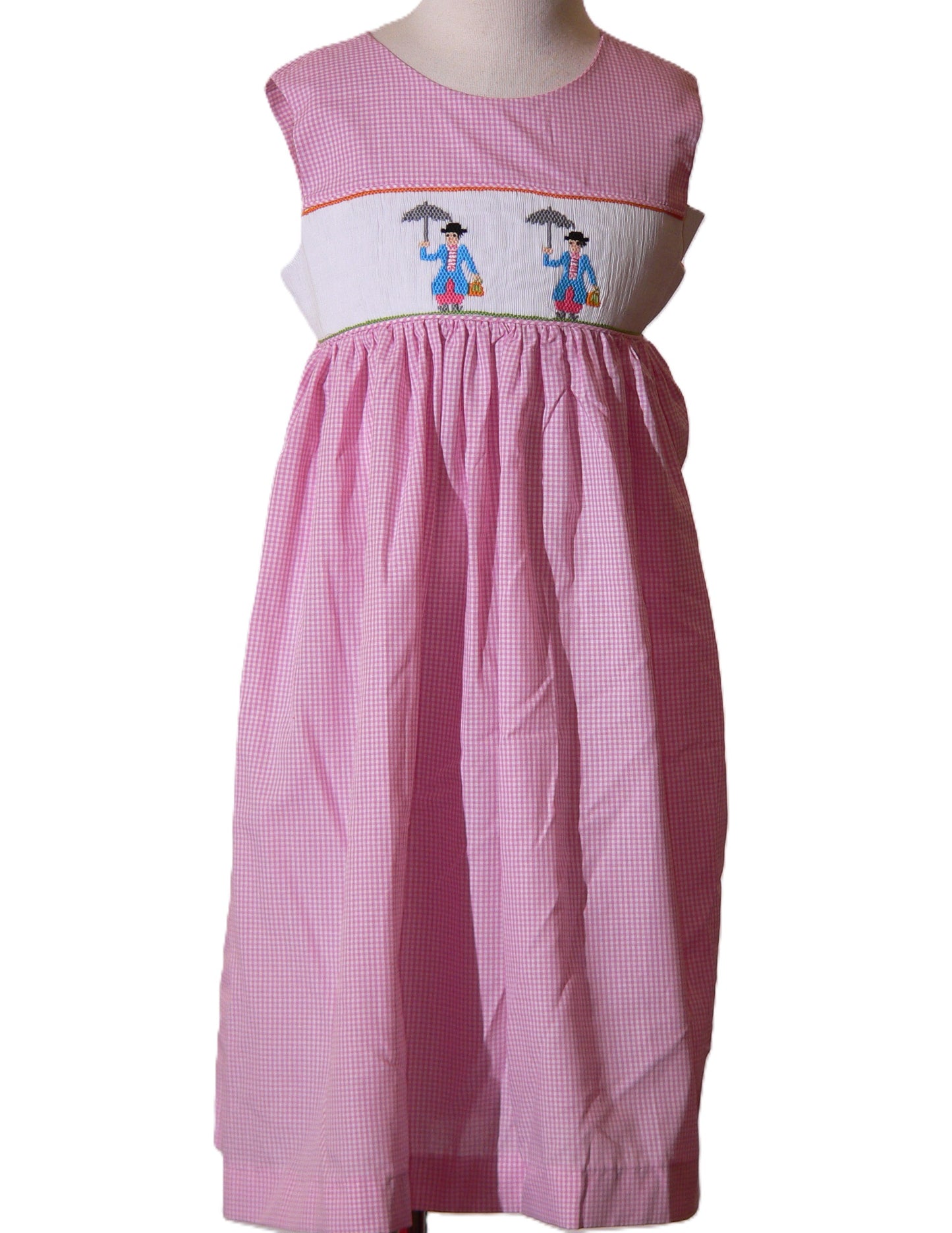 Pink Gingham MARY POPPINS Smocked Sleeveless Dress