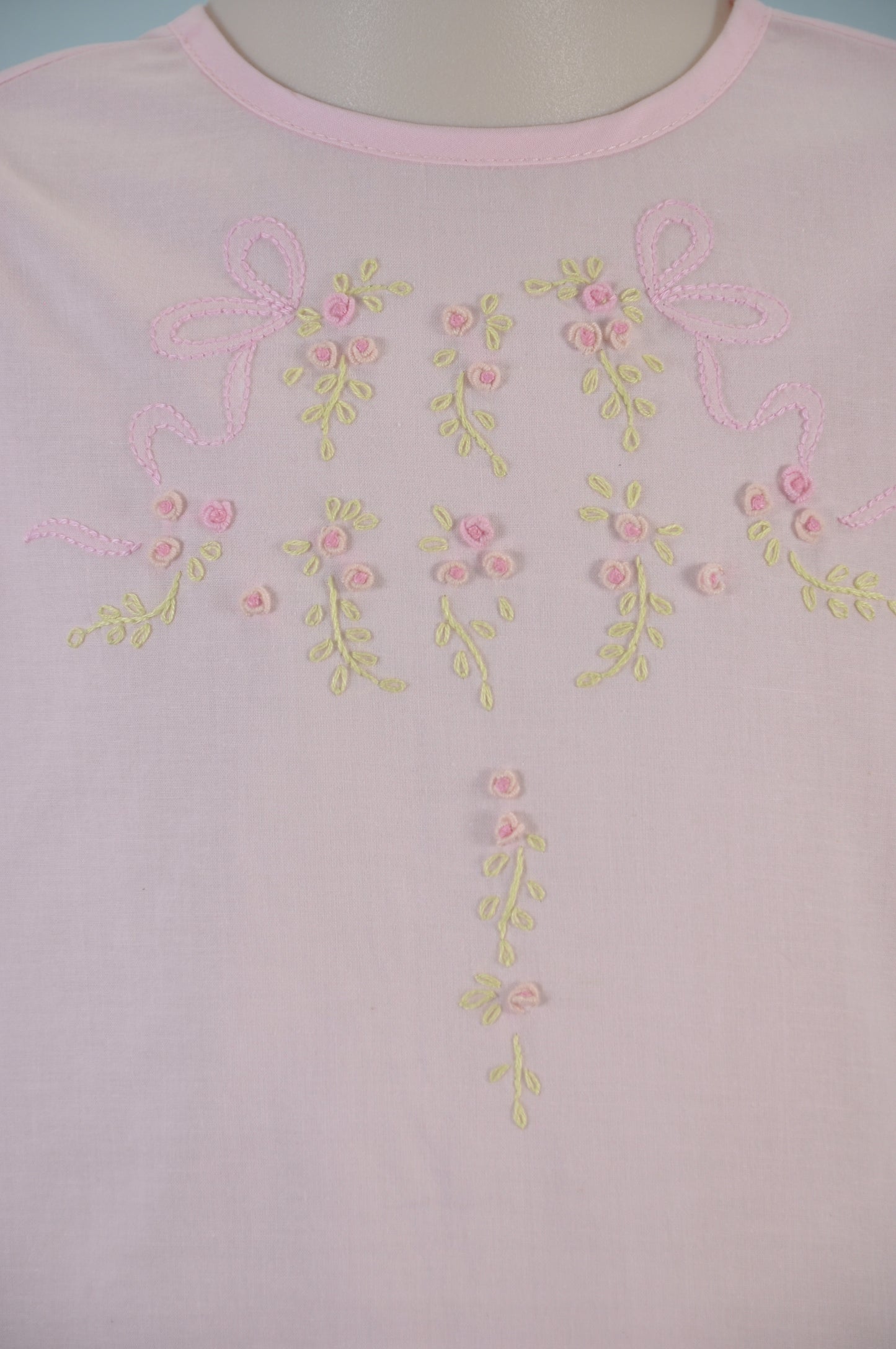 Pink Heirloom Rosebud Hand Embroidered Dress