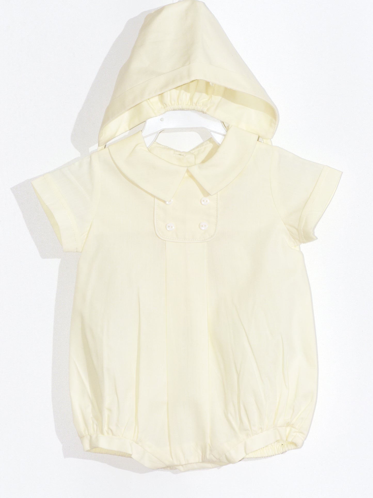 Light Yellow Boy Button Tab Bubble and Bonnet