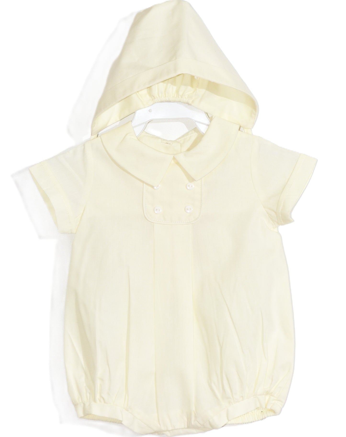 Light Yellow Boy Button Tab Bubble and Bonnet