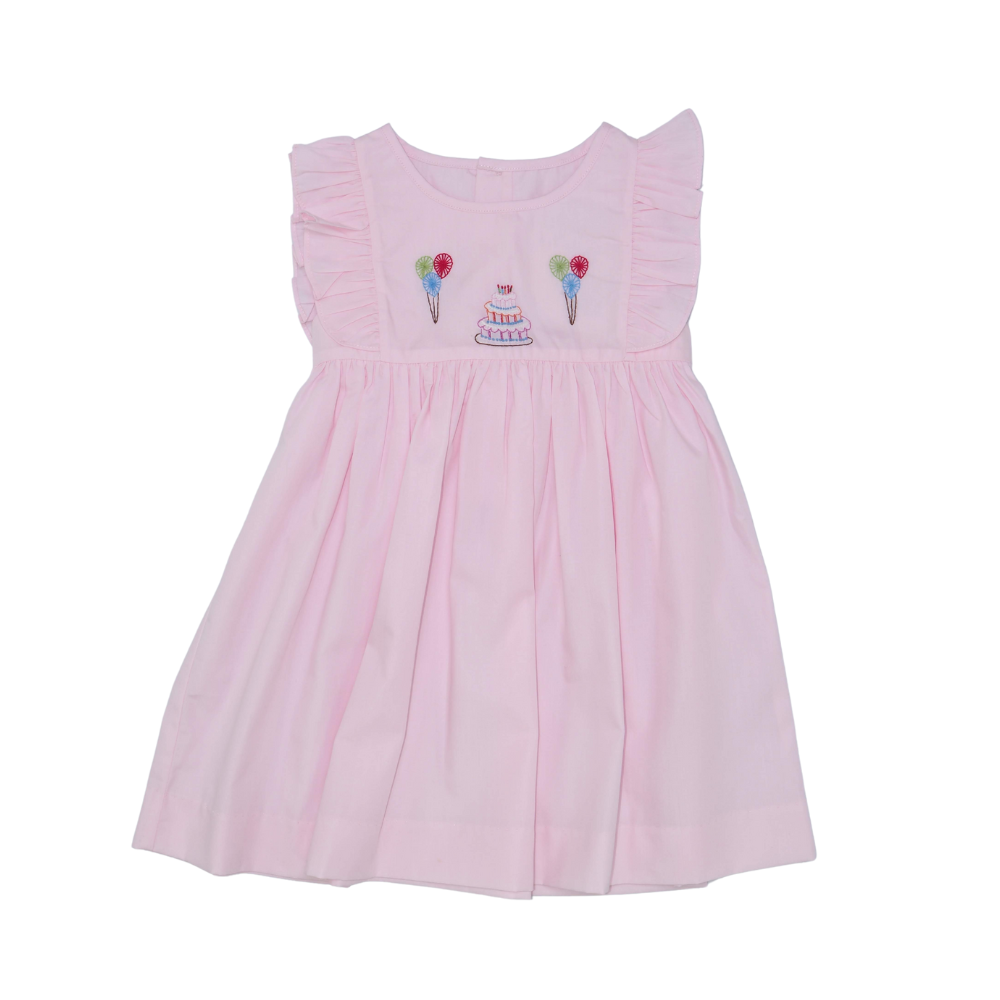 Pink Sleeveless Birthday Cake and Balloons Dress