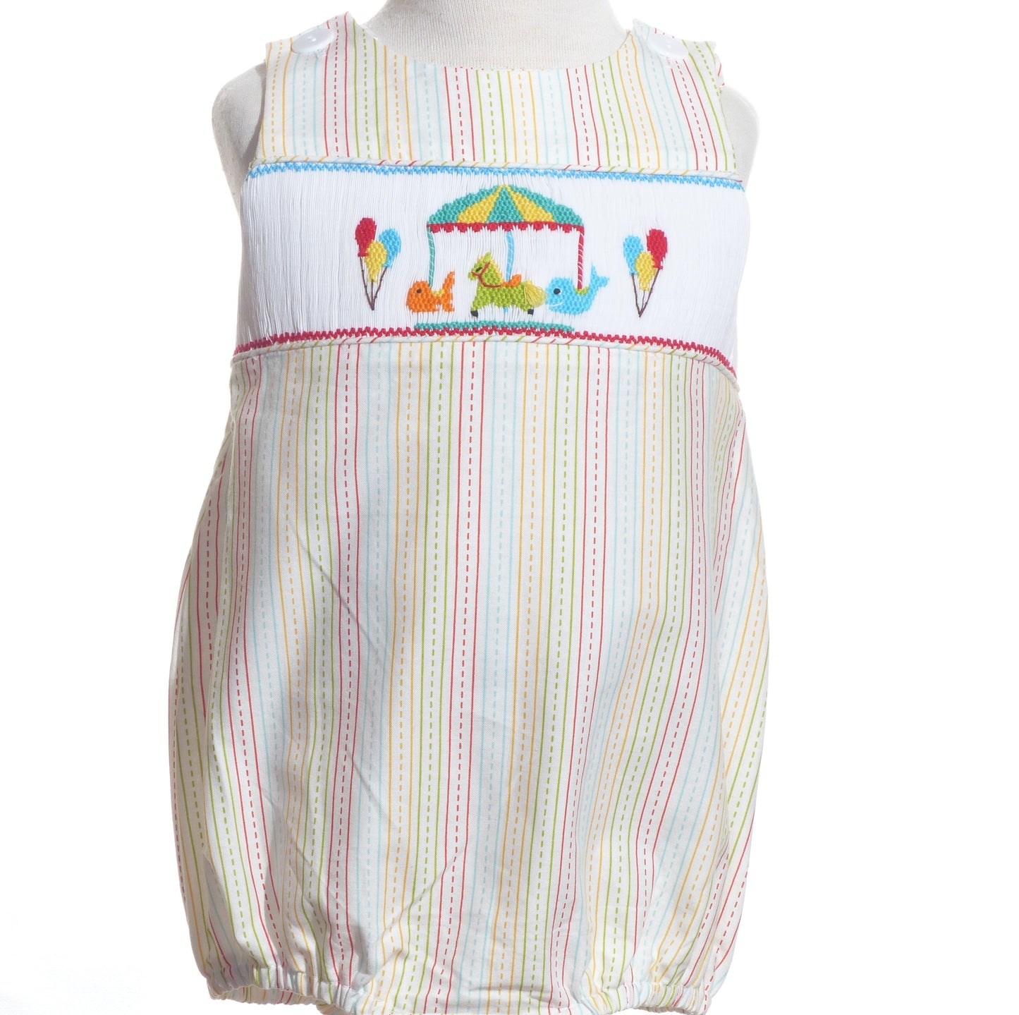 Multi Color Checked Boy Jon Jon featuring CARNIVAL Smocked