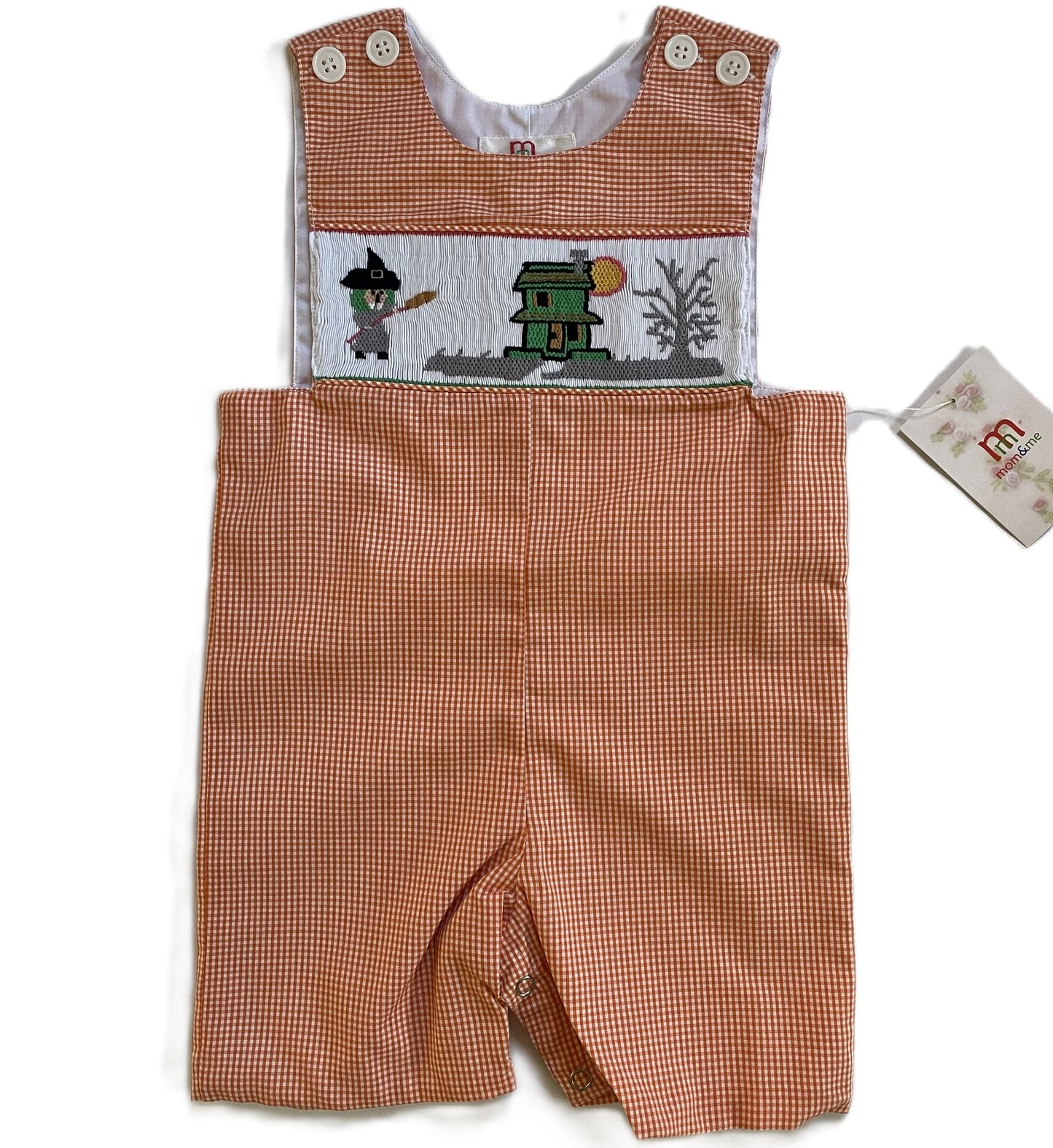 Orange Gingham Boy Jon Jon featuring HAUNTED HOUSE Smocked