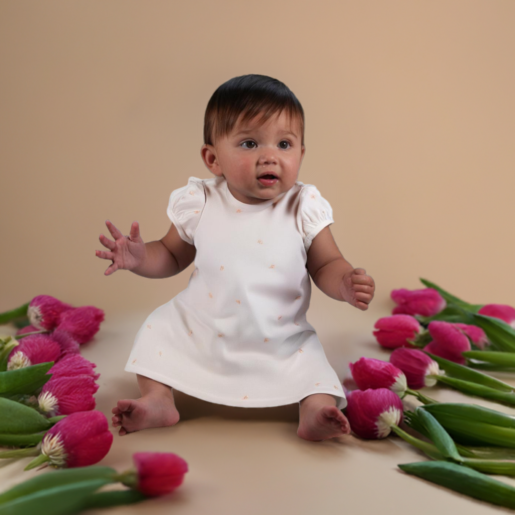 White Heirloom Rosebud Hand Embroidered Dress