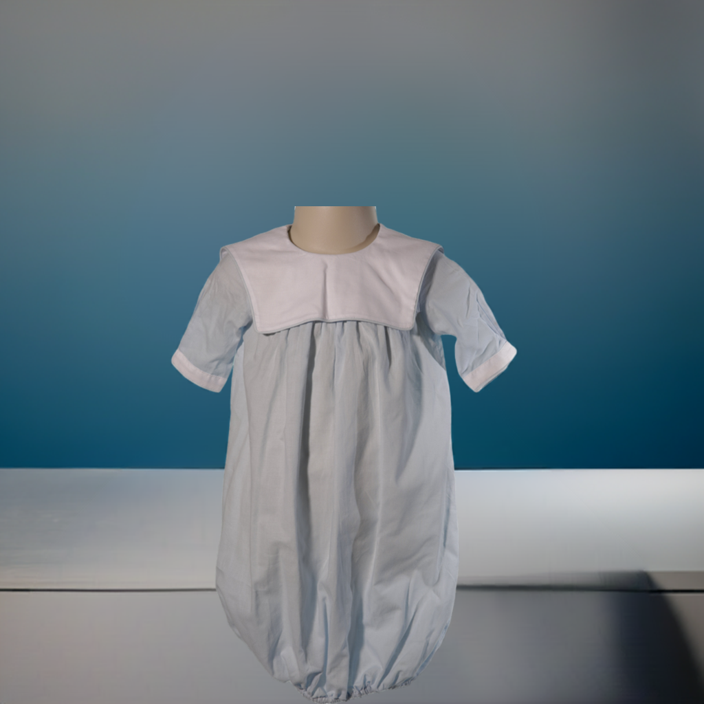 Blue Baby Boy Squared Collar Monogramable Gown