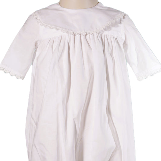White Scallop Monogramable Round Collar Gown