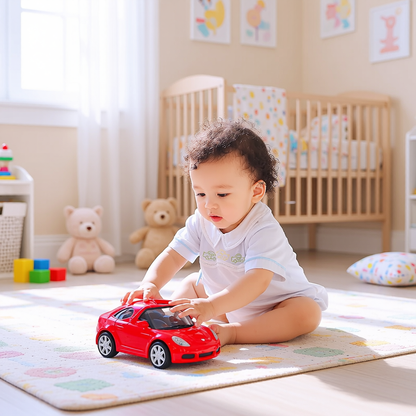 Blue Boy Cars Embroidered Bubble with Buttons and Bonnet
