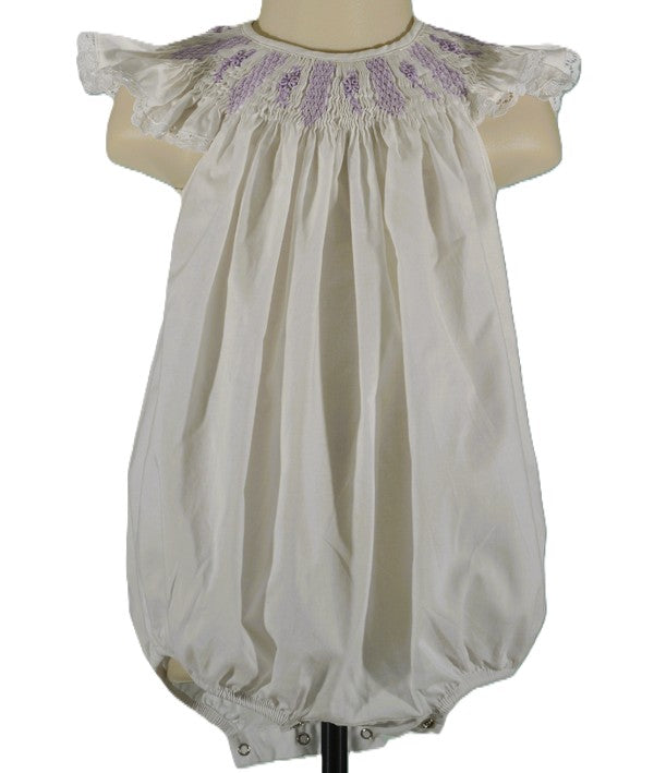 White Geo Pearl Smocked Short Sleeve Bubble