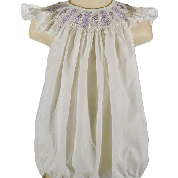 White Geo Pearl Smocked Short Sleeve Bubble