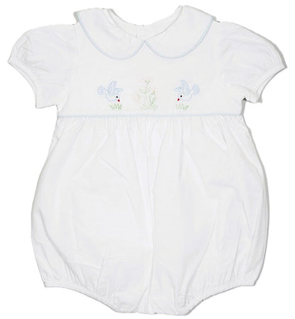 White Birds Shadow-Embroidered Short Sleeve Bubble