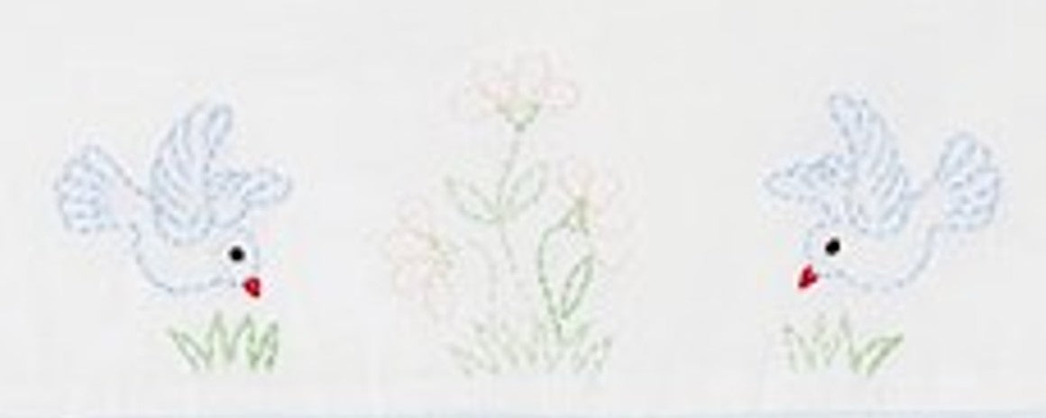 White Birds Shadow-Embroidered Short Sleeve Bubble