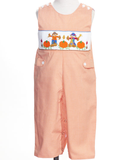 Orange Gingham Boy Long all featuring SCARECROW & PUMKINS Hand-Smocked