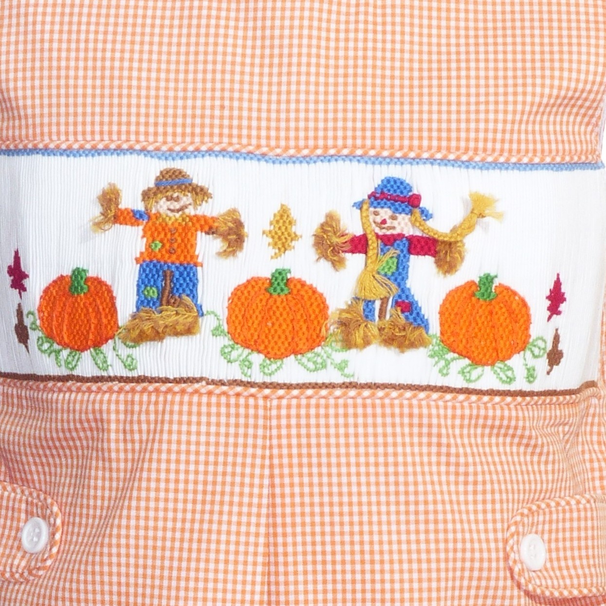Orange Gingham Boy Long all featuring SCARECROW & PUMKINS Hand-Smocked