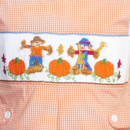 Orange Gingham Boy Long all featuring SCARECROW & PUMKINS Hand-Smocked