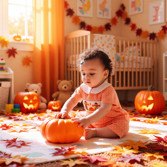 Orange Gingham Boy Romper featuring SCARECROW & PUMKINS Hand-Smocked
