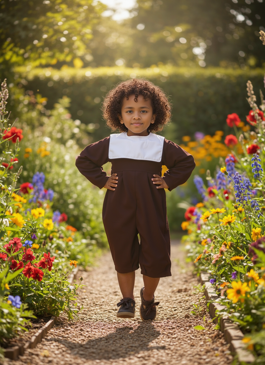Brown Corduroy Boy Romper With Squared Collar Monogramable