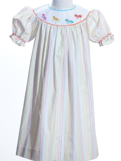 Multi Colors CAROUSEL Short Sleeve Bishop Dress