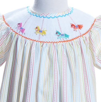 Multi Colors CAROUSEL Short Sleeve Bishop Dress
