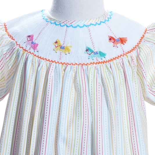 Multi Colors CAROUSEL Short Sleeve Bishop Dress